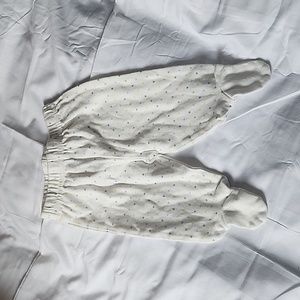 0-3m White bunny tail footed pants 100% cotton